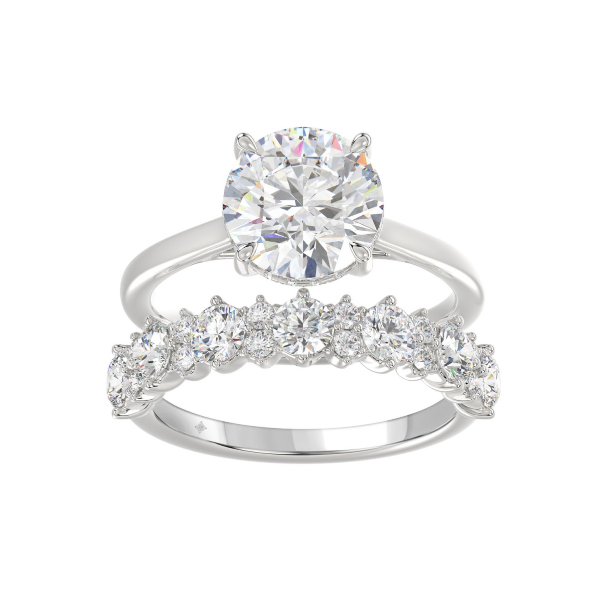 14K WHITE GOLD 4 3/8CT ROUND DIAMOND LADIES BRIDAL...
