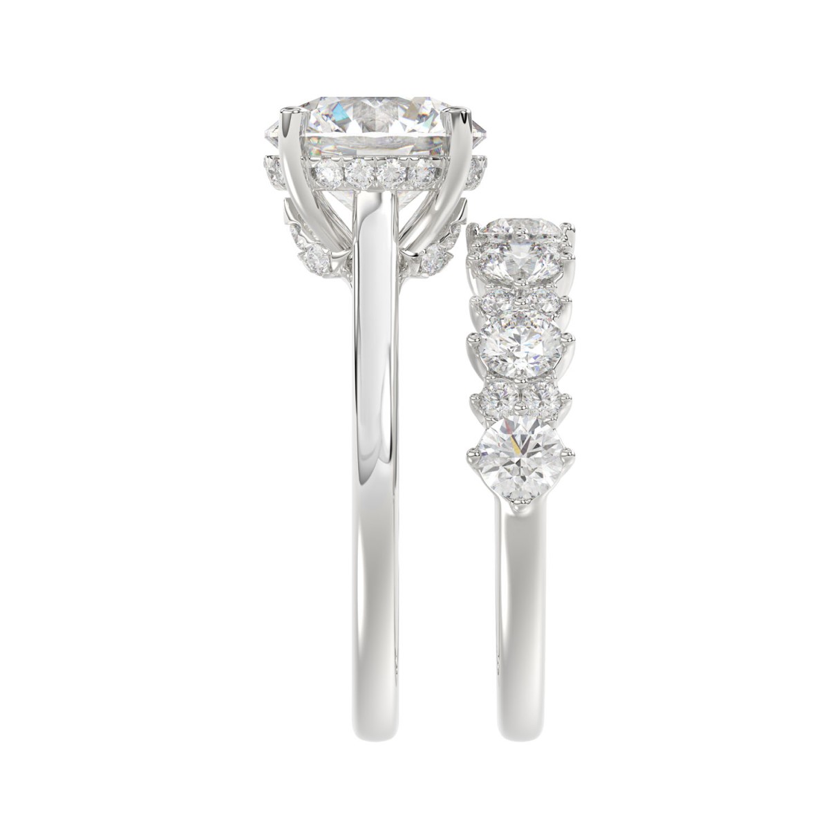 14K WHITE GOLD 4 3/8CT ROUND DIAMOND LADIES BRIDAL SET (CENTER STONE ROUND DIAMOND 3.00CT)