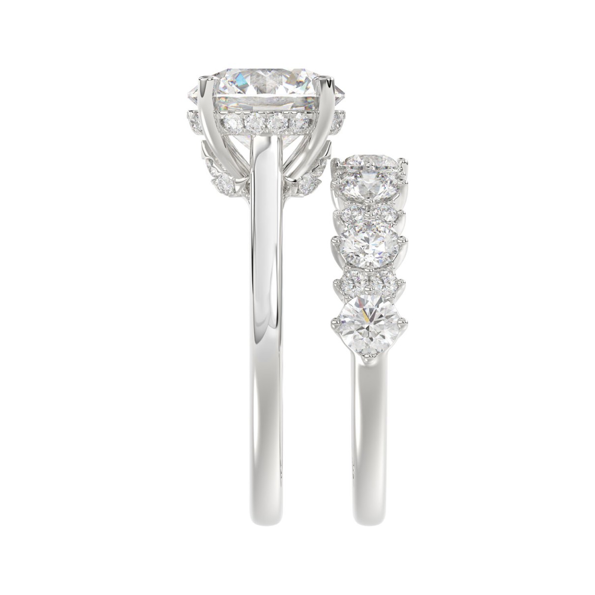 LADIES BRIDAL SET 4 3/8CT ROUND DIAMOND 14K WHITE GOLD (CENTER STONE ROUND DIAMOND 3.00CT)