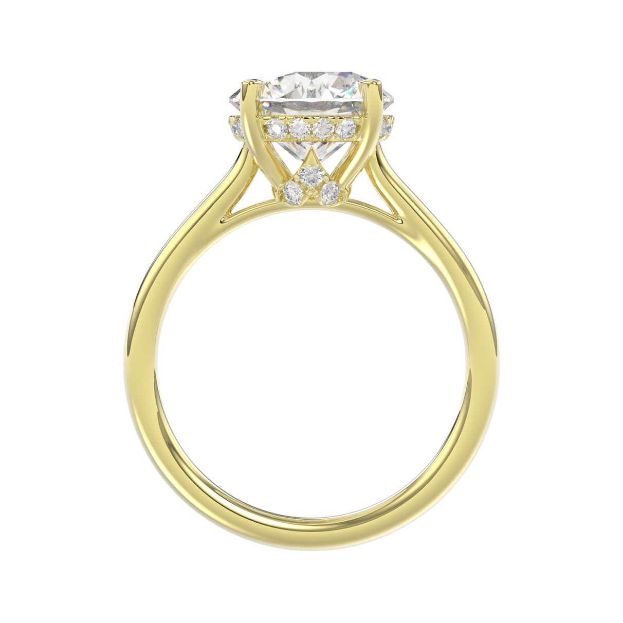 LADIES BRIDAL SET 4 3/8CT ROUND DIAMOND 14K YELLOW GOLD (CENTER STONE ROUND DIAMOND 3.00CT)