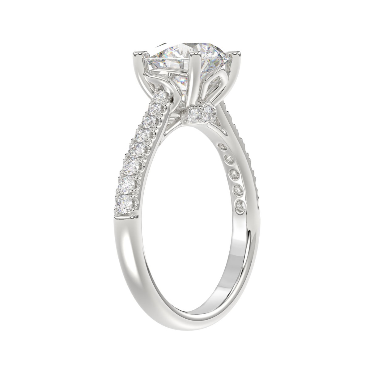 LADIES BRIDAL SET 3 1/2CT ROUND DIAMOND 14K WHITE GOLD (CENTER STONE ROUND DIAMOND 2.00CT)