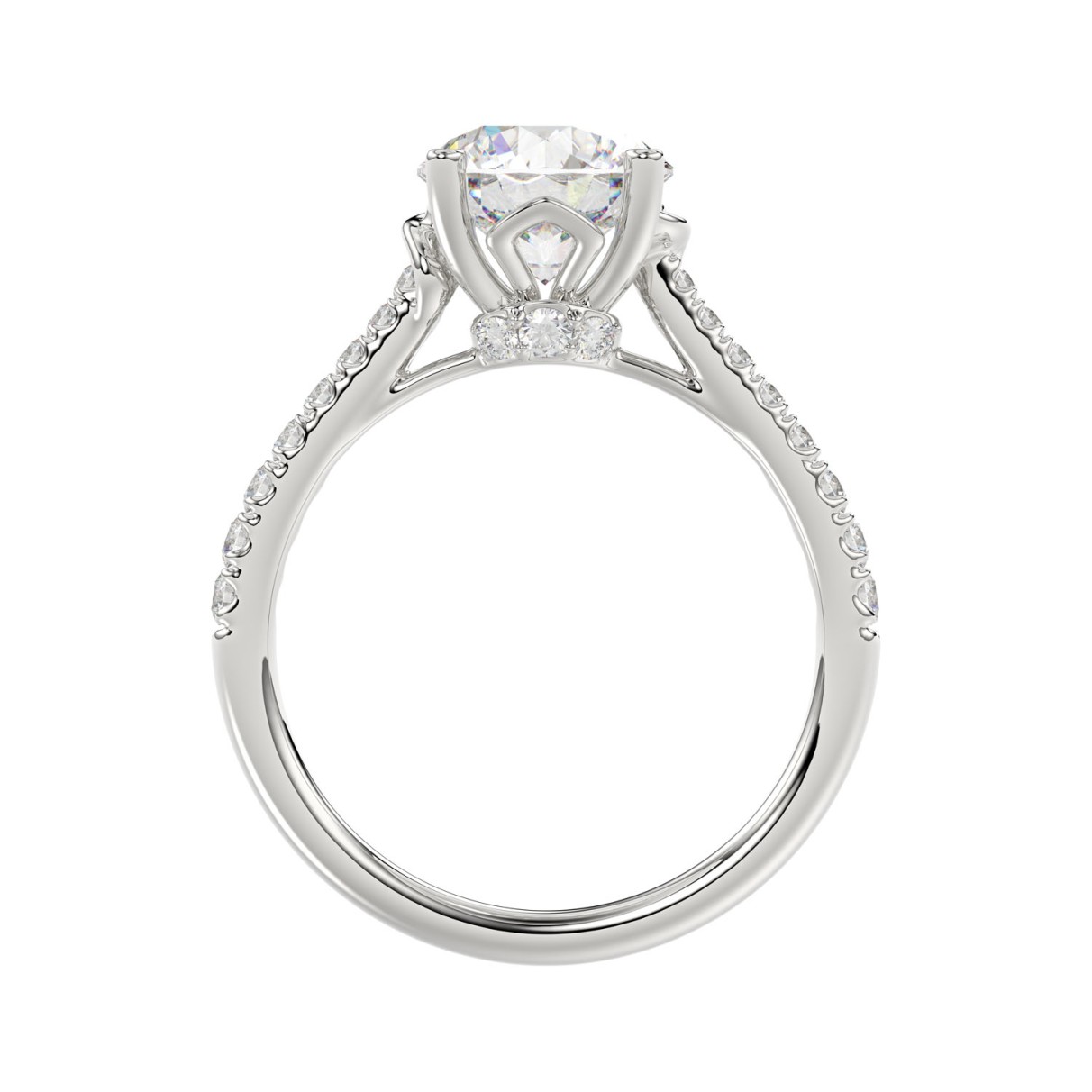 LADIES BRIDAL SET 3 1/2CT ROUND DIAMOND 14K WHITE GOLD (CENTER STONE ROUND DIAMOND 2.00CT)