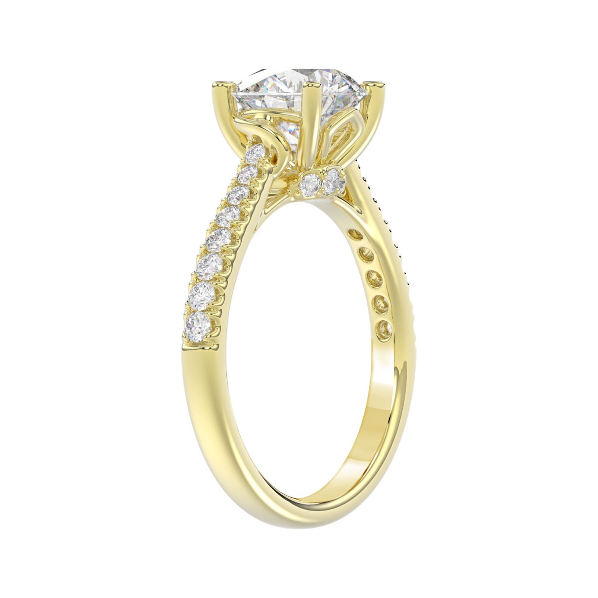 LADIES BRIDAL SET 3 1/2CT ROUND DIAMOND 14K YELLOW GOLD (CENTER STONE ROUND DIAMOND 2.00CT)