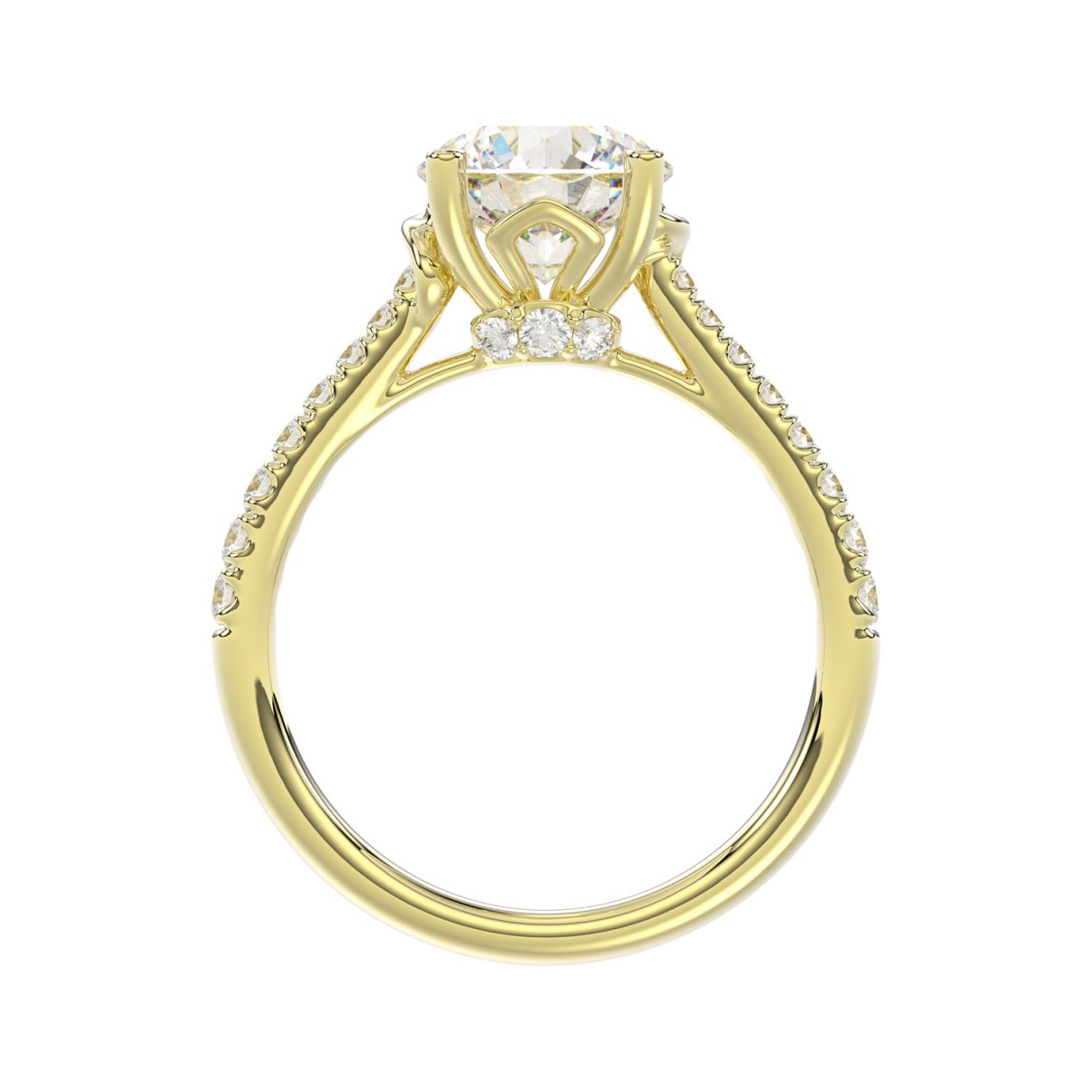 LADIES BRIDAL SET 3 1/2CT ROUND DIAMOND 14K YELLOW GOLD (CENTER STONE ROUND DIAMOND 2.00CT)