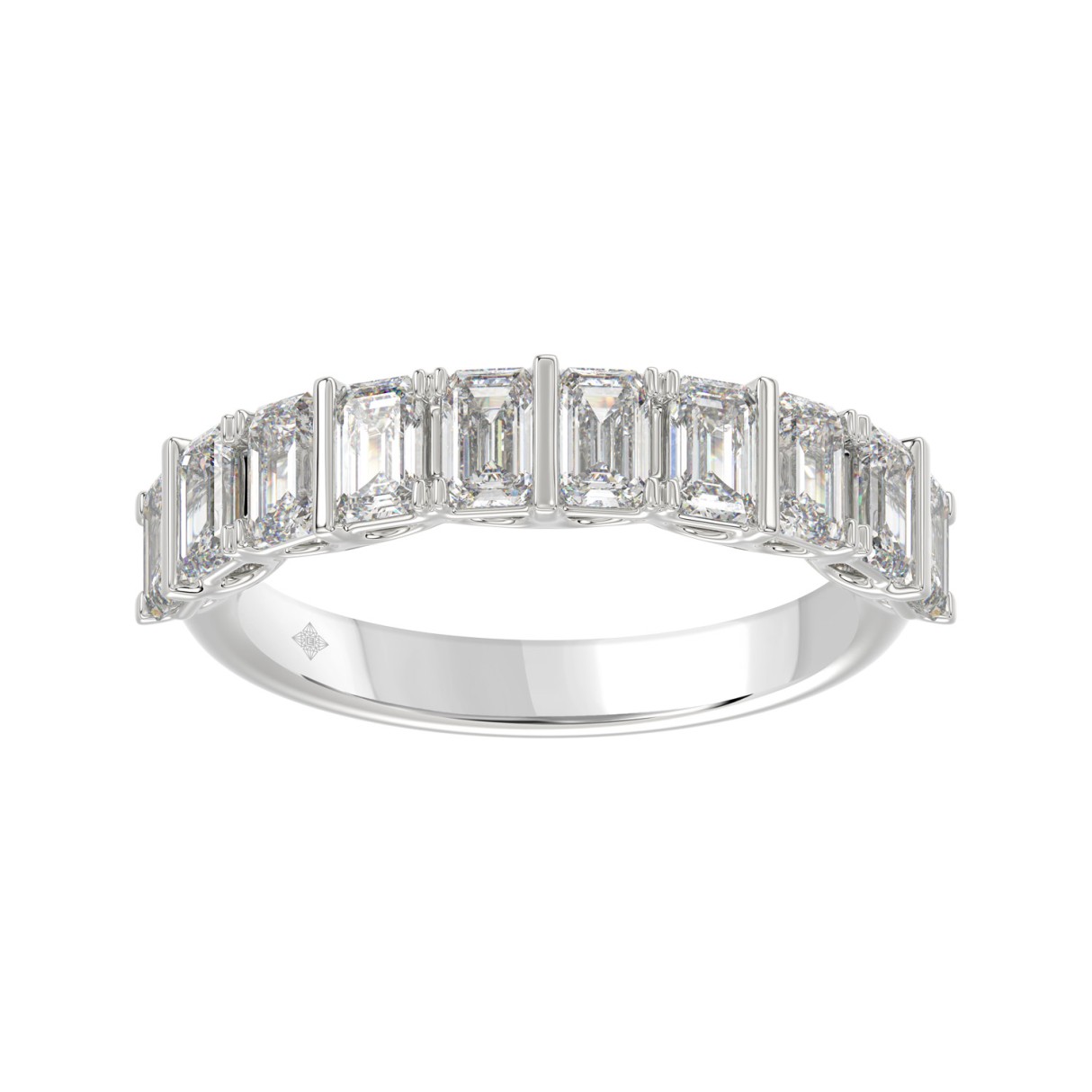 1 3/4Ct Emerald Cut Diamond In 14K White Gold Elegant Diamond Fashion Band For Women (Color F-G -Clarity Vs1/Vs2)