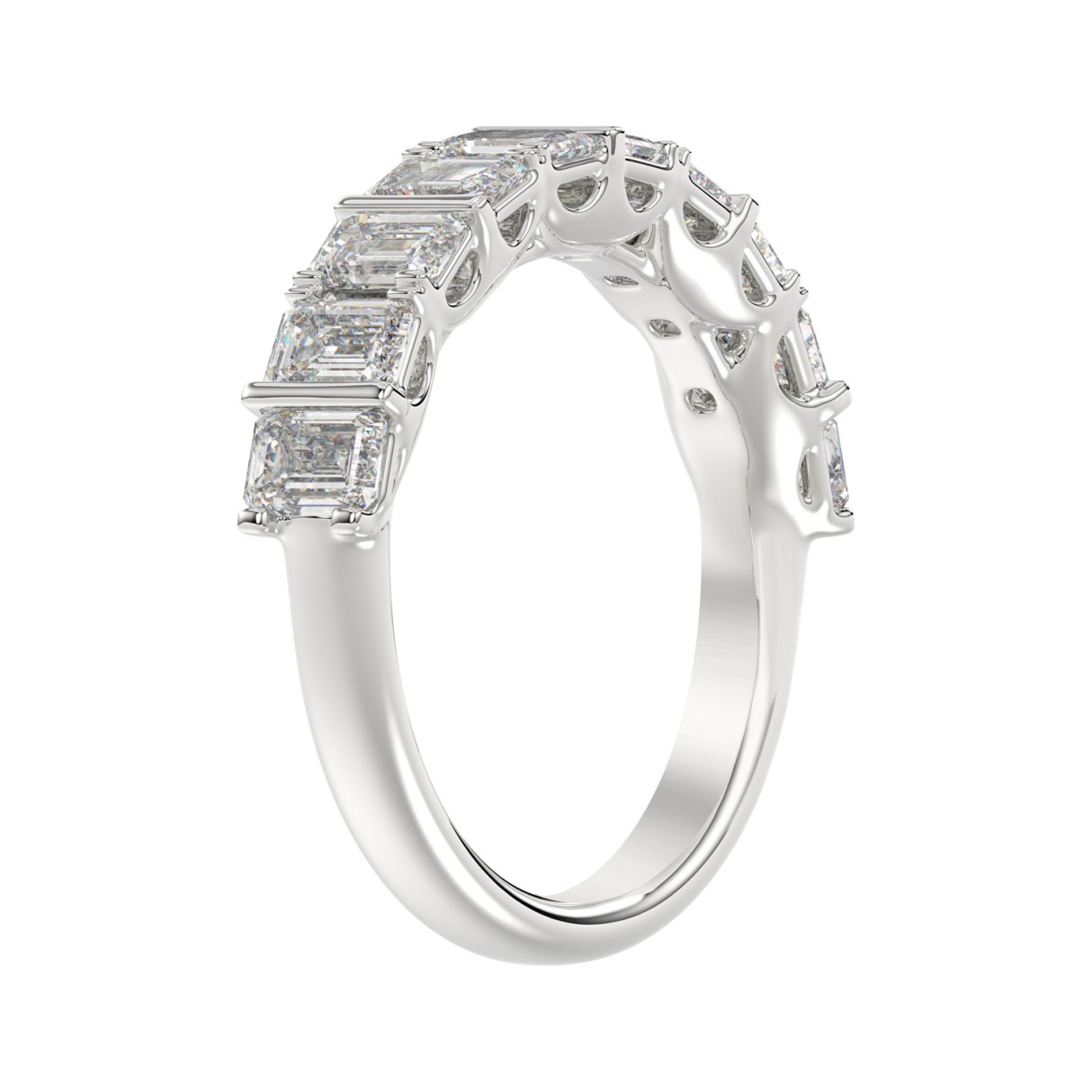 1 3/4Ct Emerald Cut Diamond In 14K White Gold Elegant Diamond Fashion Band For Women (Color F-G -Clarity Vs1/Vs2)