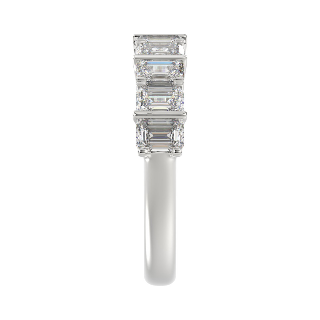 1 3/4Ct Emerald Cut Diamond In 14K White Gold Elegant Diamond Fashion Band For Women (Color F-G -Clarity Vs1/Vs2)