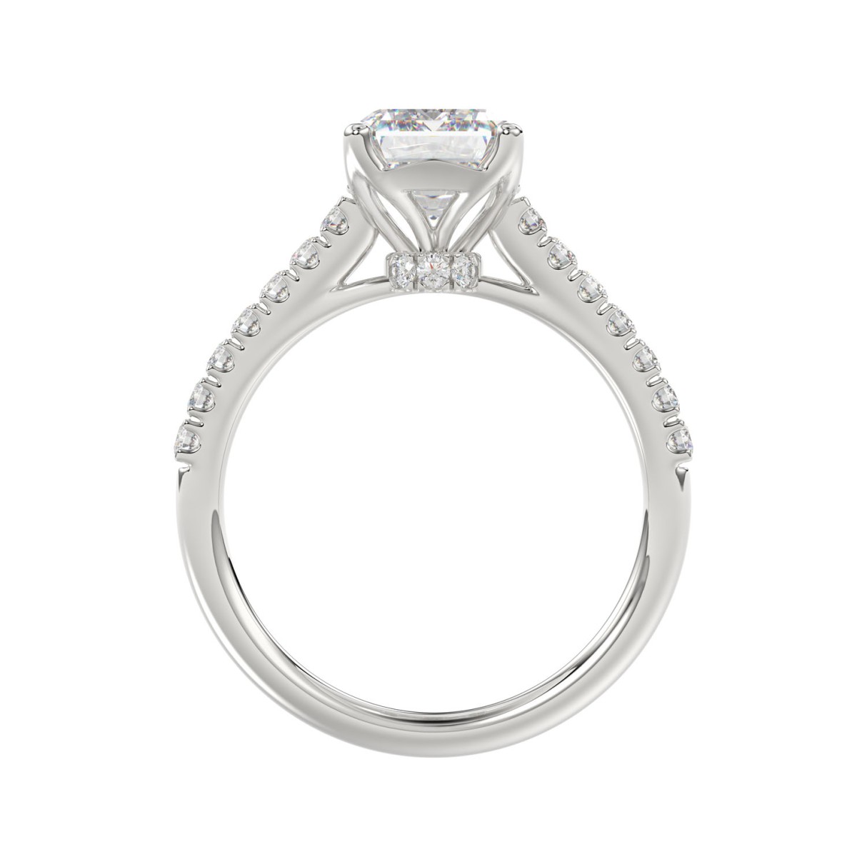 14K WHITE GOLD 5.00CT ROUND/EMERALD DIAMOND LADIES BRIDAL SET (CENTER STONE EMERALD DIAMOND 3.00CT)