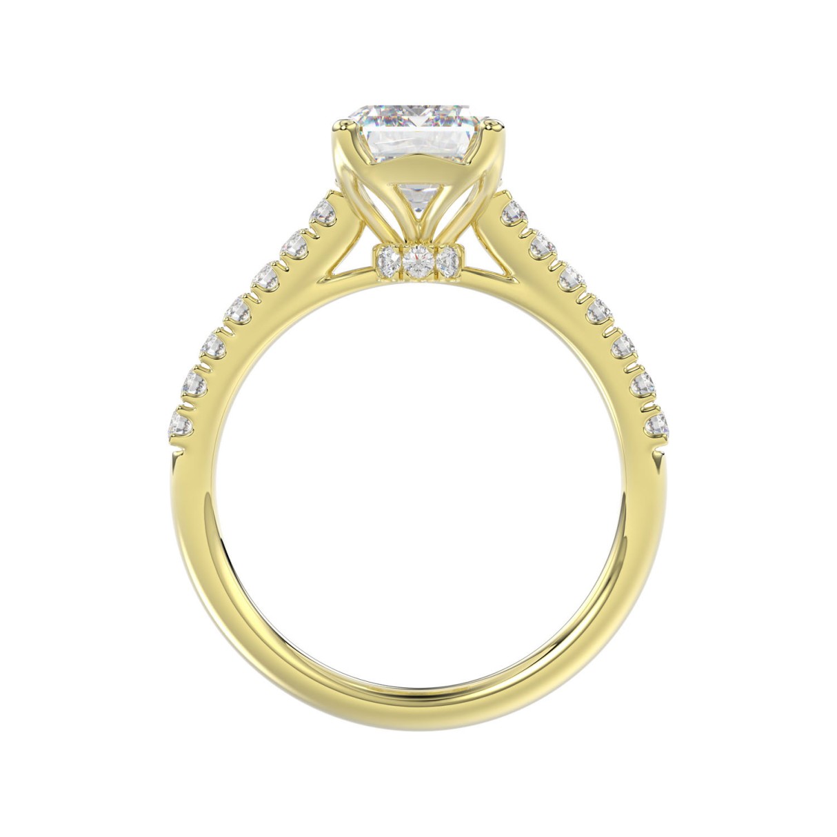 18K YELLOW GOLD 5.00CT ROUND/EMERALD DIAMOND LADIES BRIDAL SET (CENTER STONE EMERALD DIAMOND 3CT)