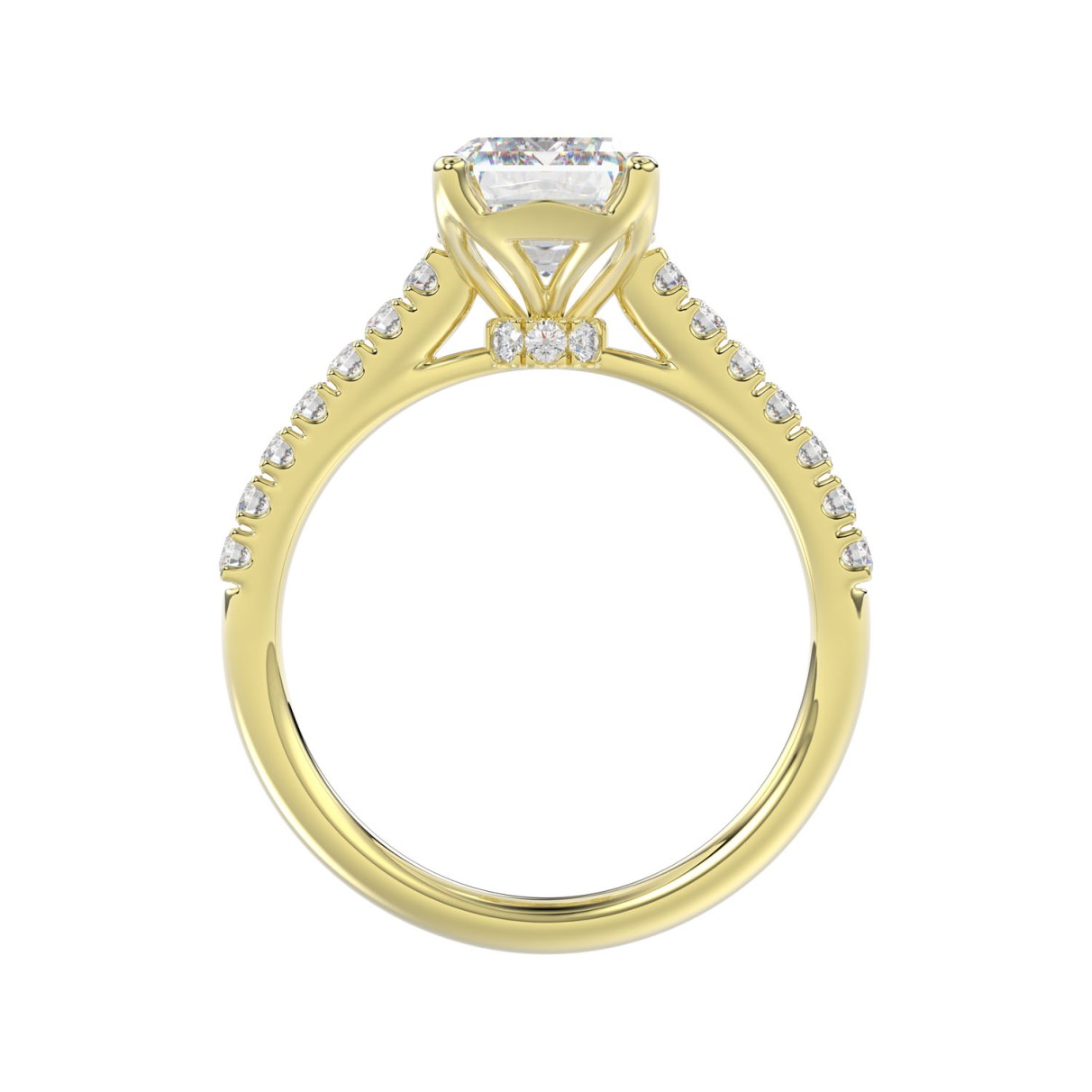 LADIES BRIDAL SET 5.00CT ROUND/EMERALD DIAMOND 14K YELLOW GOLD (CENTER STONE EMERALD DIAMOND 3.00CT)