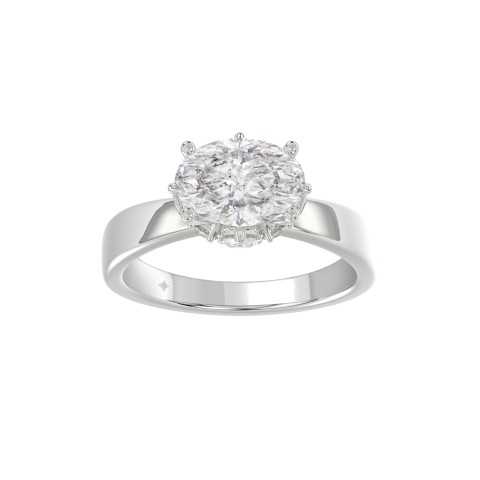 14K WHITE GOLD 2 3/1CT ROUND/PEAR/OVAL DIAMOND LADIES RING (CENTER STONE OVAL DIAMOND 2.00CT)