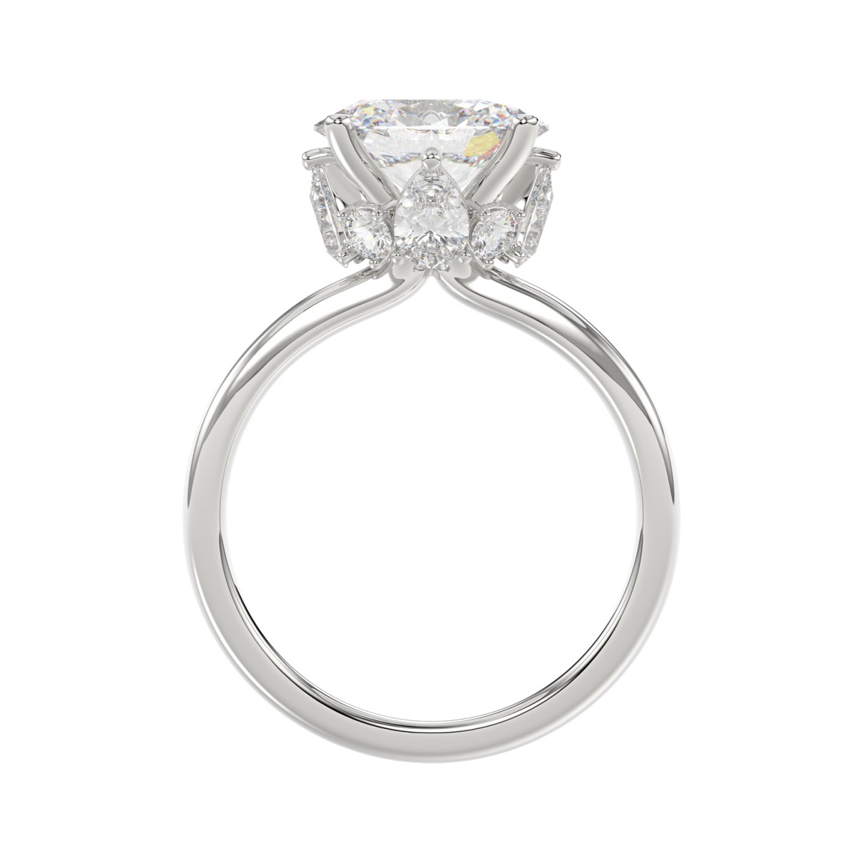 14K WHITE GOLD 2 3/1CT ROUND/PEAR/OVAL DIAMOND LADIES RING (CENTER STONE OVAL DIAMOND 2.00CT)