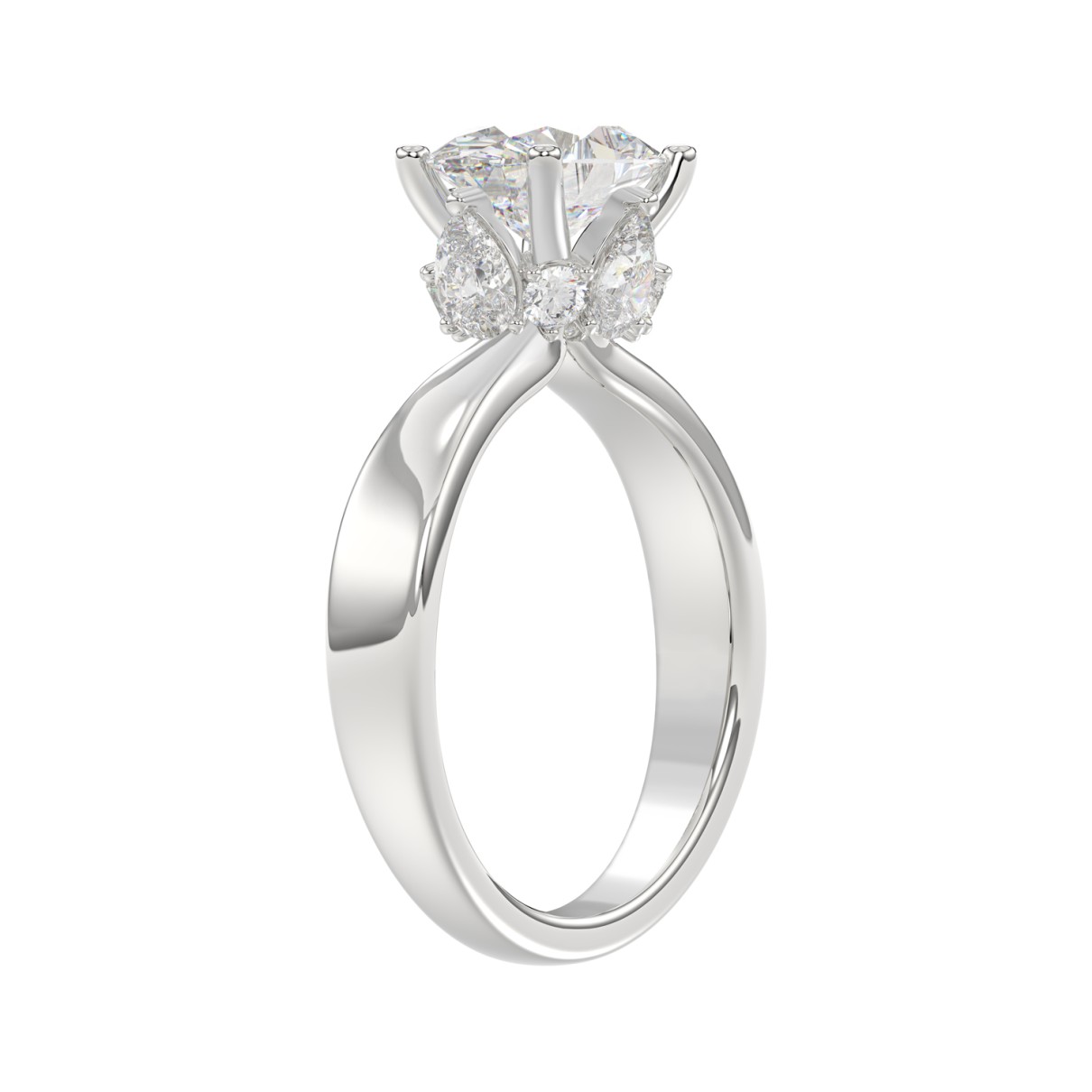 14K WHITE GOLD 2 3/1CT ROUND/PEAR/OVAL DIAMOND LADIES RING (CENTER STONE OVAL DIAMOND 2.00CT)