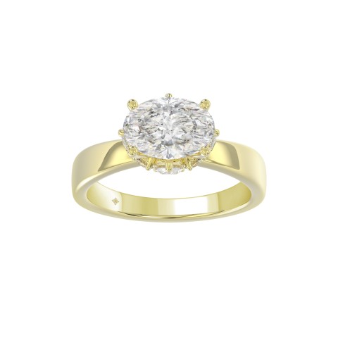 14K YELLOW GOLD 2 3/1CT ROUND/PEAR/OVAL DIAMOND LADIES RING (CENTER STONE OVAL DIAMOND 2.00CT)