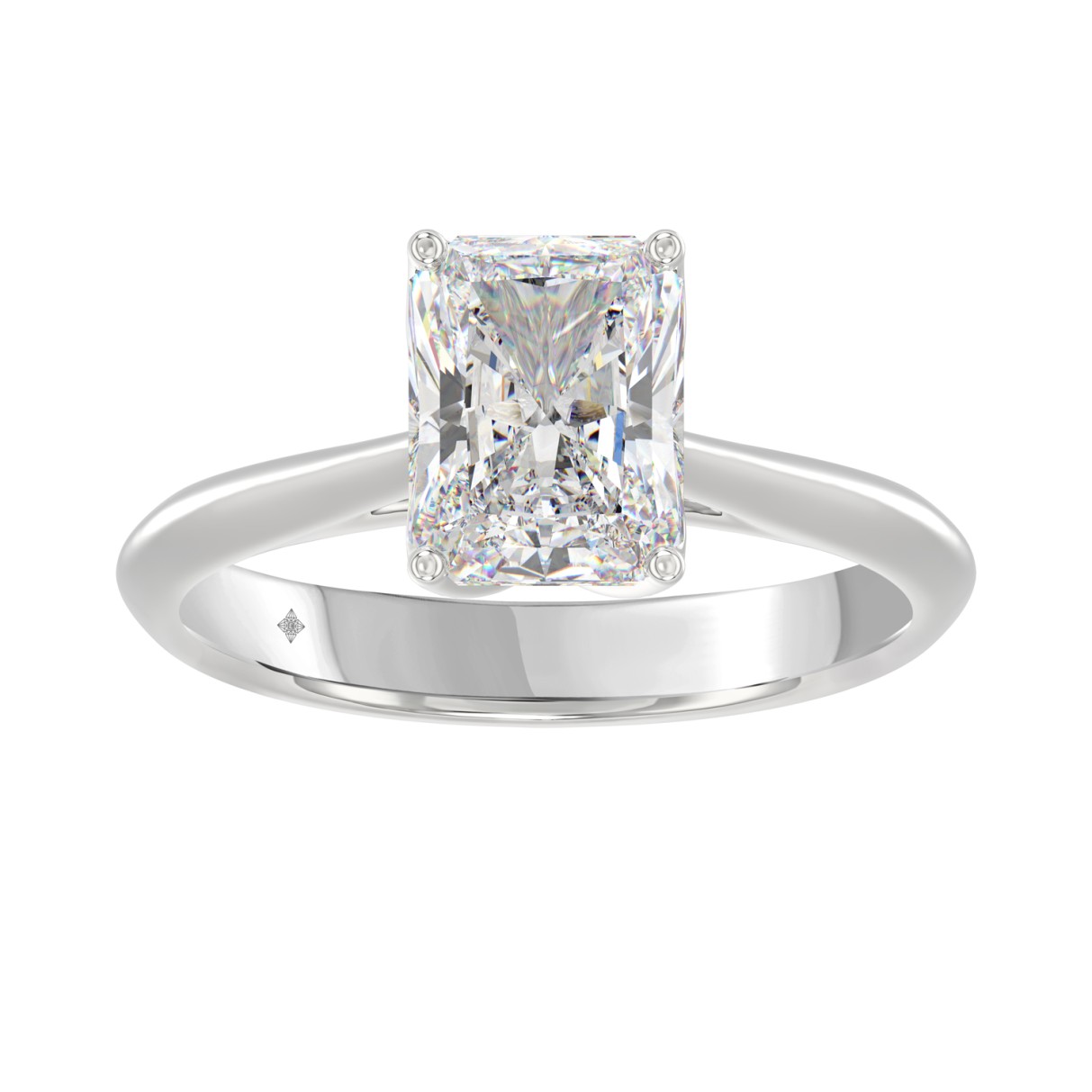 LADIES SOLITAIRE RING 2 1/2CT RADIANT DIAMOND 14K WHITE GOLD 