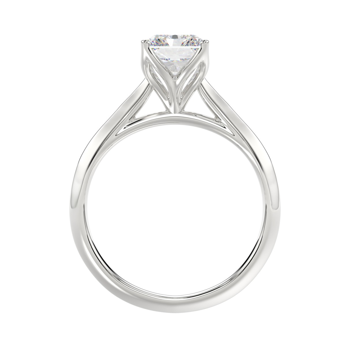 LADIES SOLITAIRE RING 2 1/2CT RADIANT DIAMOND 14K WHITE GOLD 