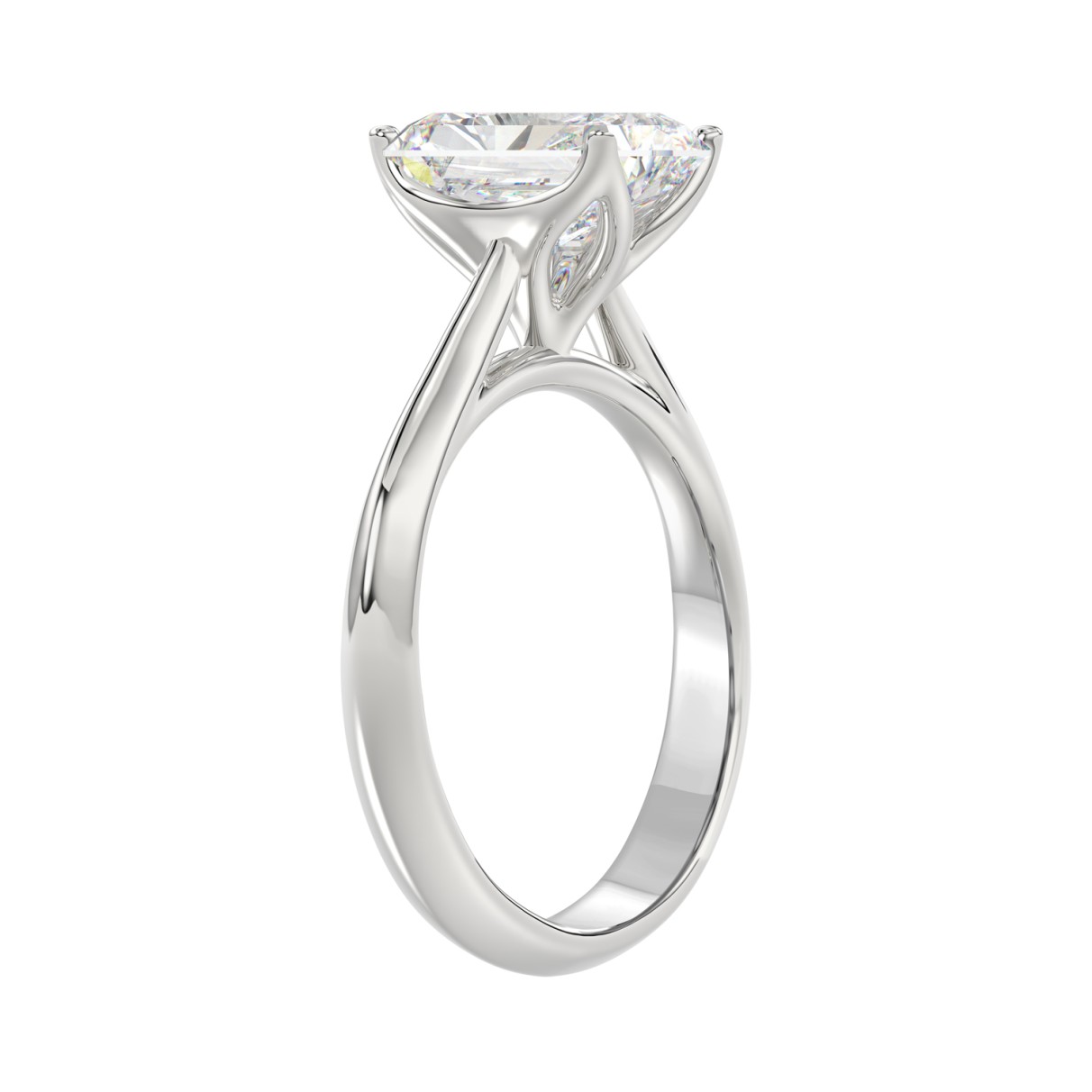 LADIES SOLITAIRE RING 2 1/2CT RADIANT DIAMOND 14K WHITE GOLD 