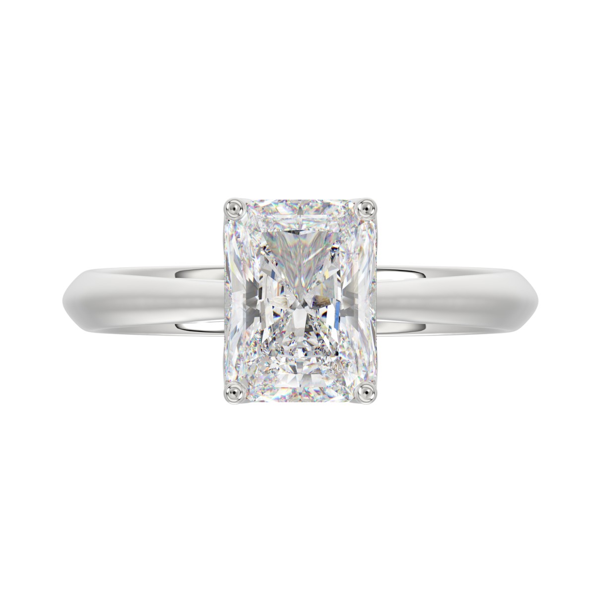 LADIES SOLITAIRE RING 2 1/2CT RADIANT DIAMOND 14K WHITE GOLD 