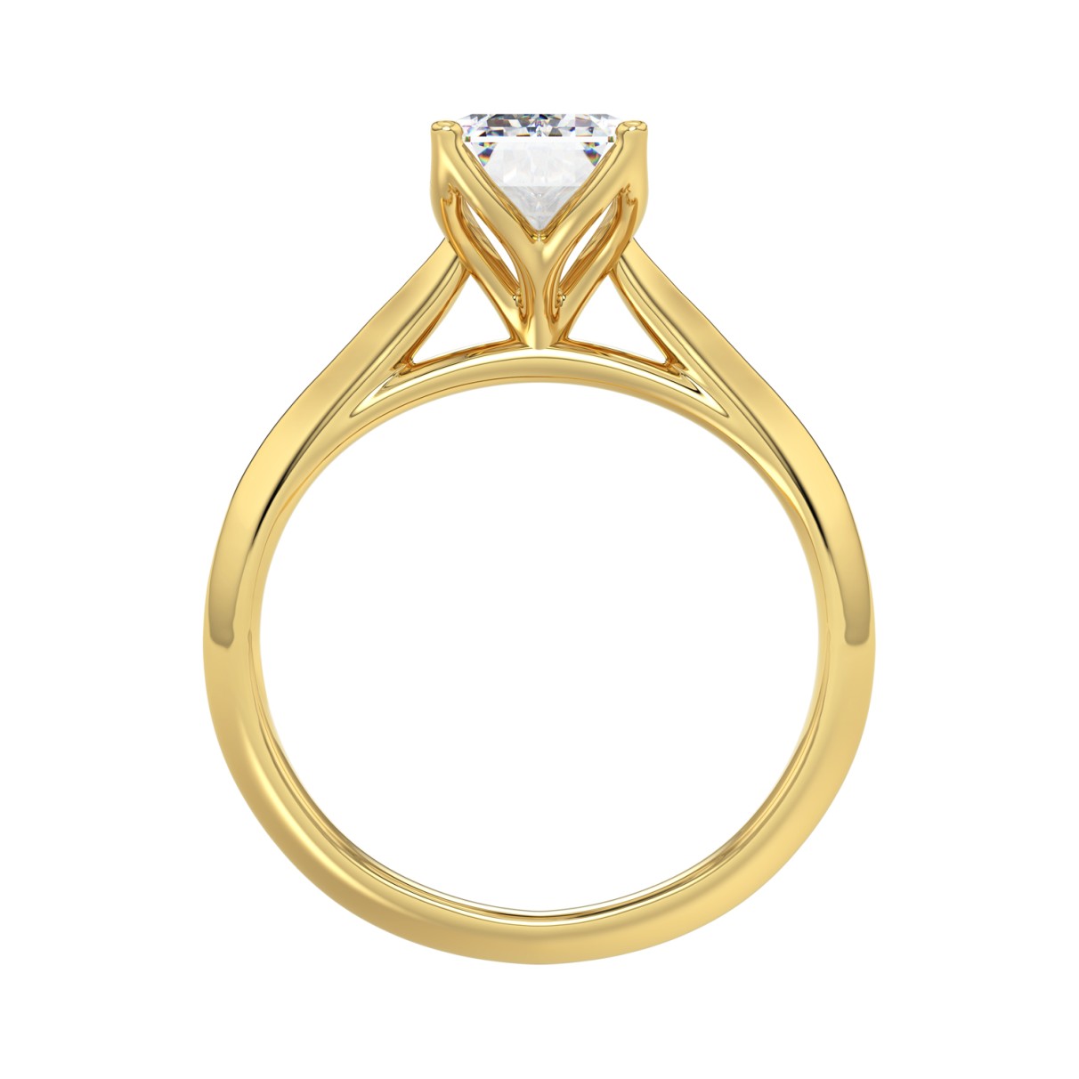 LADIES SOLITAIRE RING 2 1/2CT RADIANT DIAMOND 14K YELLOW GOLD 