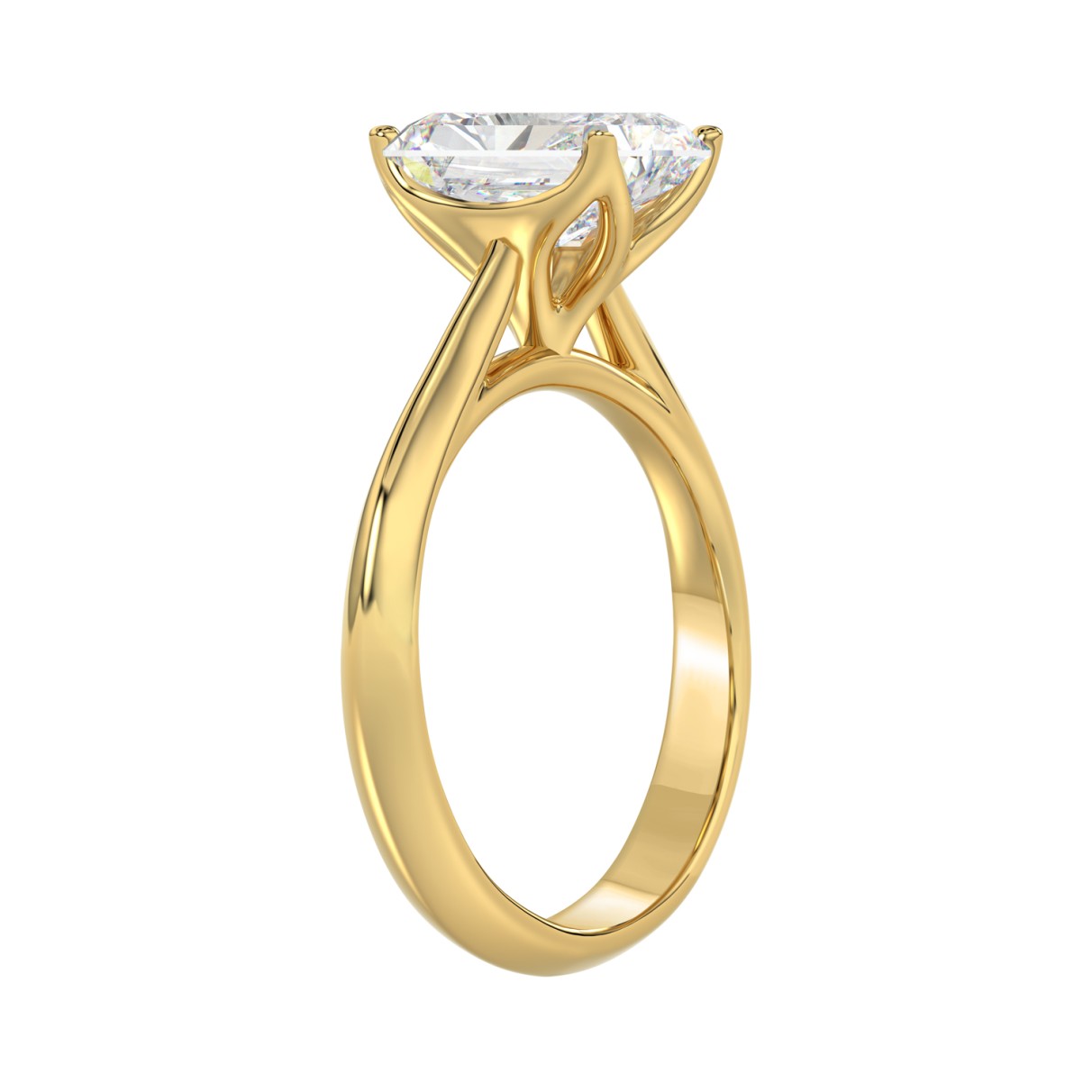 LADIES SOLITAIRE RING 2 1/2CT RADIANT DIAMOND 14K YELLOW GOLD 