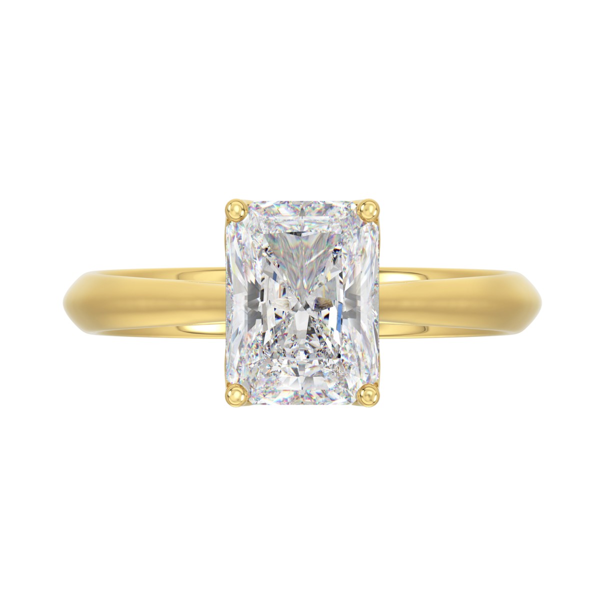 LADIES SOLITAIRE RING 2 1/2CT RADIANT DIAMOND 14K YELLOW GOLD 