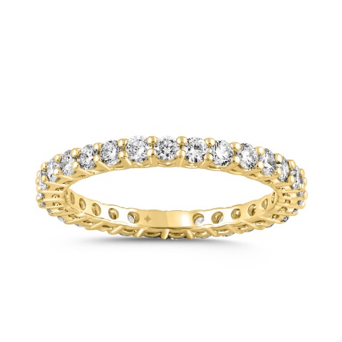 LADIES ETERNITY BAND 1.00CT ROUND DIAMOND 14K YELLOW GOLD 