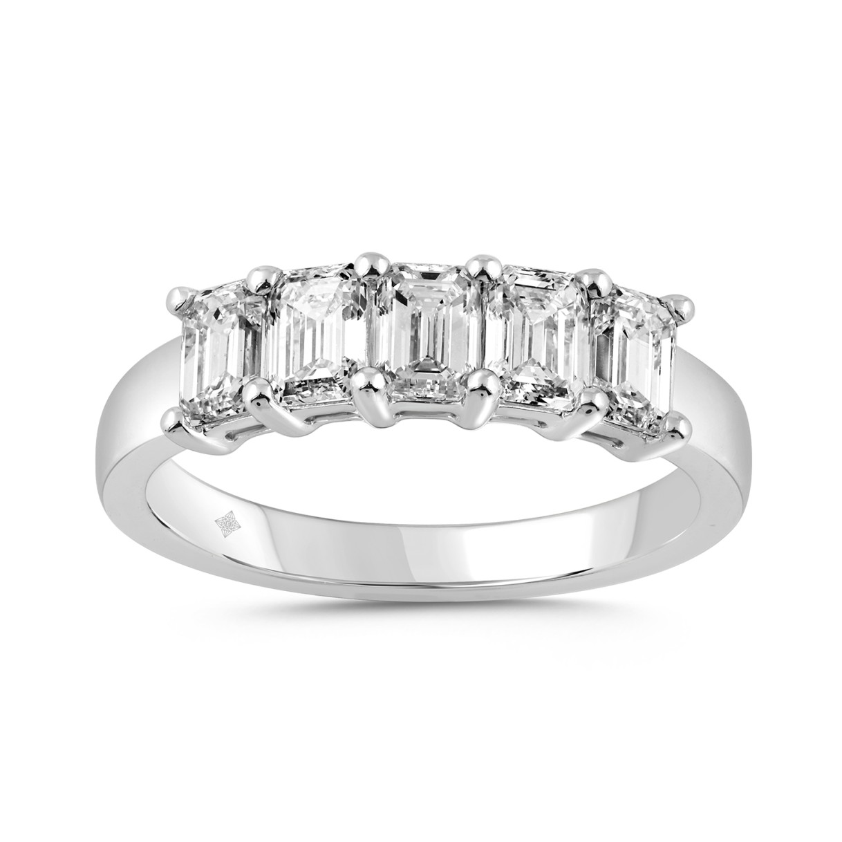 LADIES BAND 1 1/2CT EMERALD DIAMOND 14K WHITE GOLD 