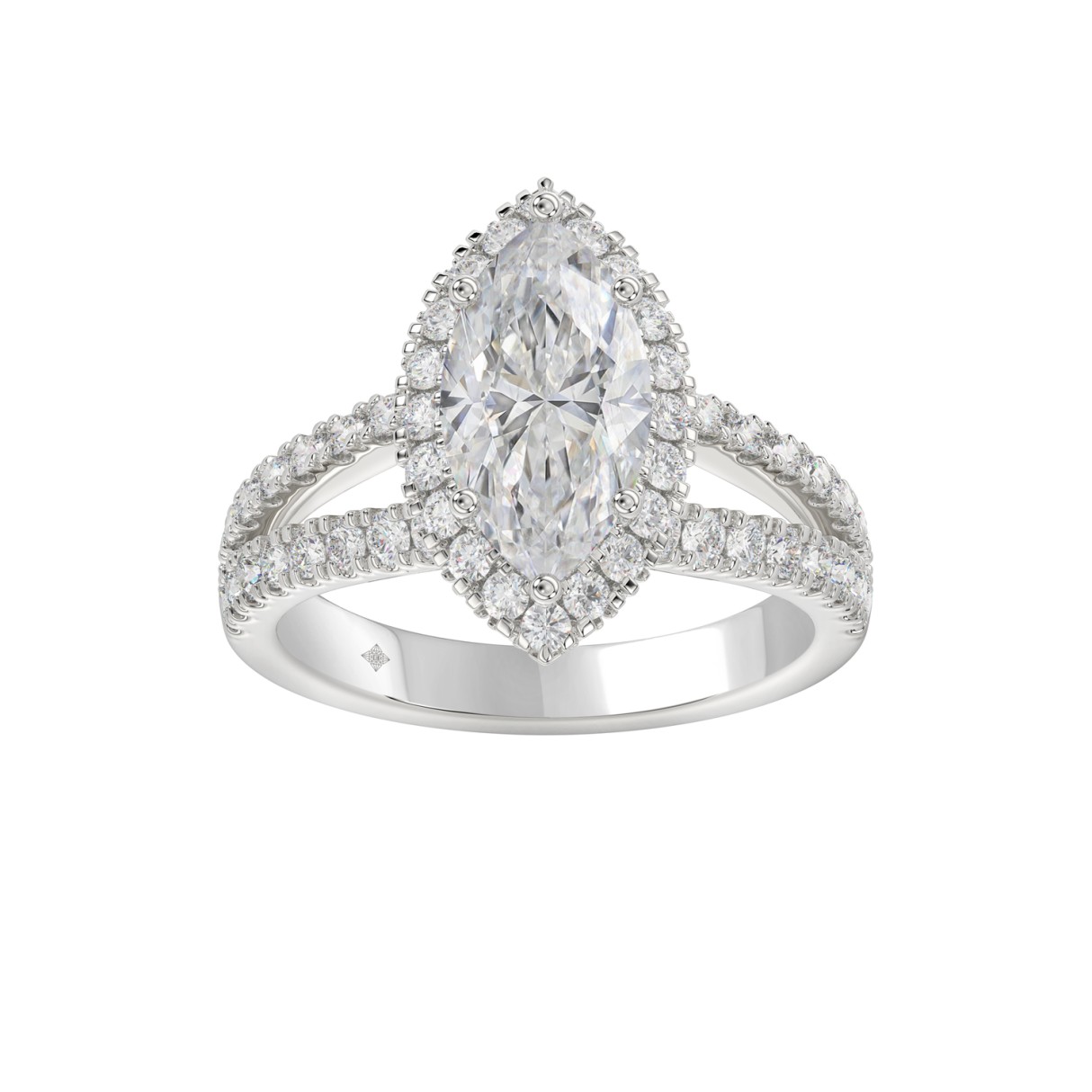 14K WHITE GOLD 3.00CT ROUND/MARQUISE DIAMOND LADIE...
