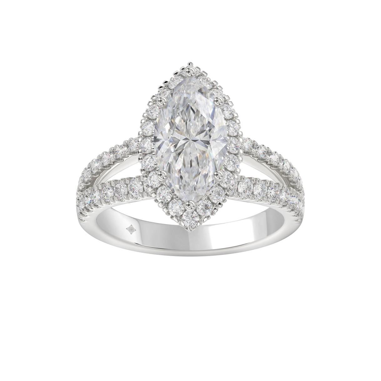 14K WHITE GOLD 3.00CT ROUND/MARQUISE DIAMOND LADIE...