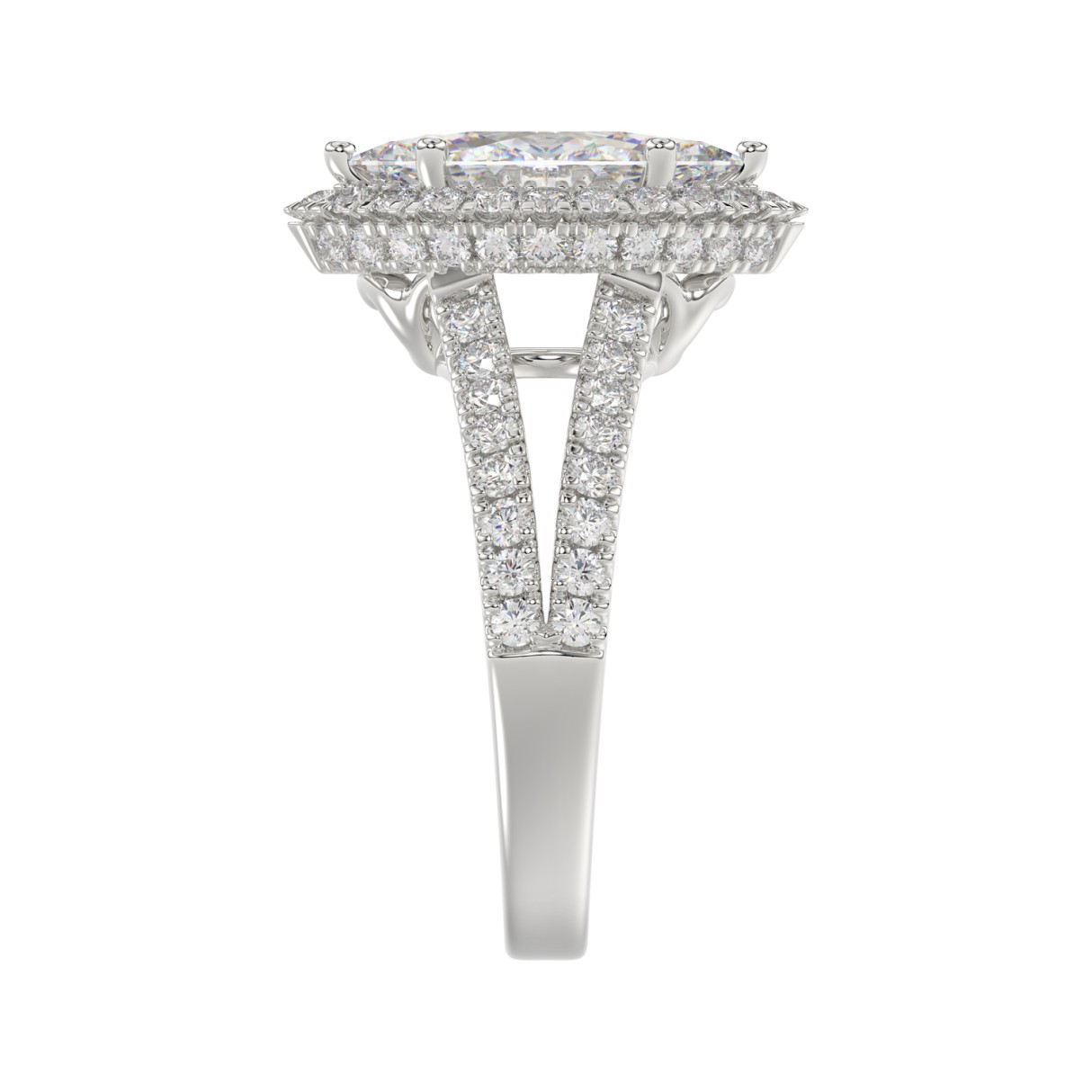 14K WHITE GOLD 3.00CT ROUND/MARQUISE DIAMOND LADIES RING (CENTER STONE MARQUISE DIAMOND 2CT)