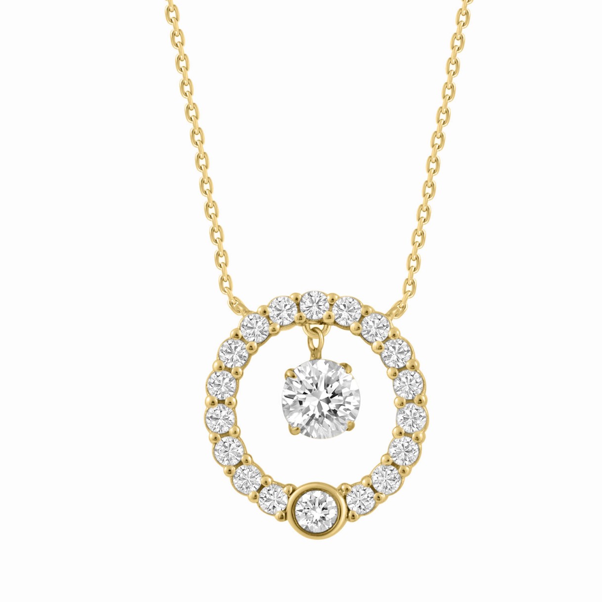 14K YELLOW GOLD 1.00CT ROUND DIAMOND LADIES NECKLACE