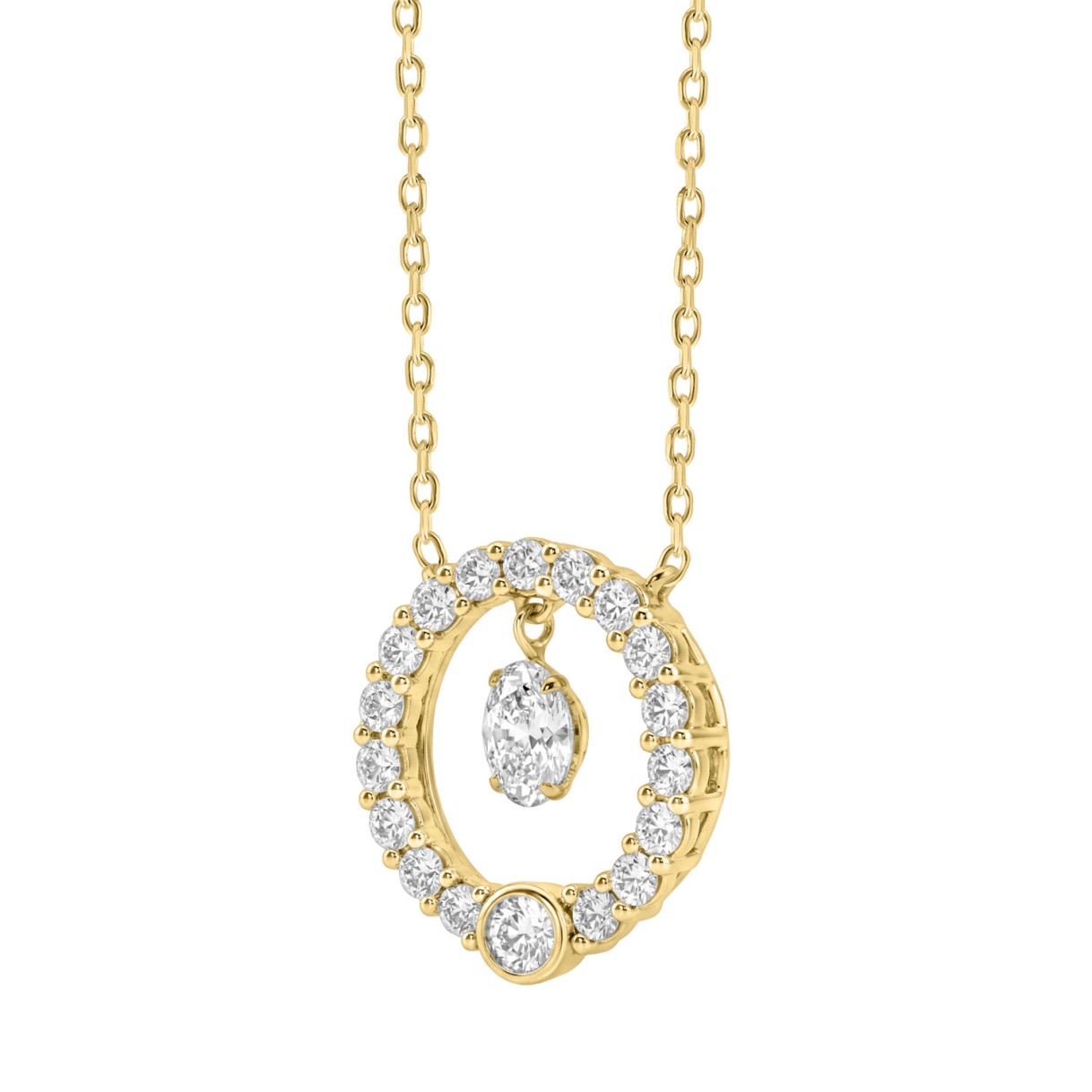 14K YELLOW GOLD 1.00CT ROUND DIAMOND LADIES NECKLACE