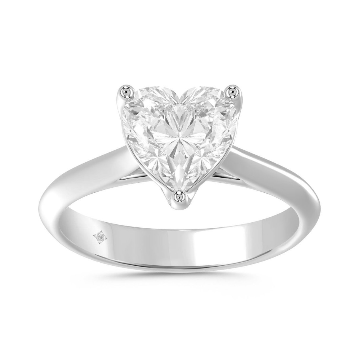 LADIES SOLITAIRE RING 2.00CT HEART DIAMOND 14K WHI...