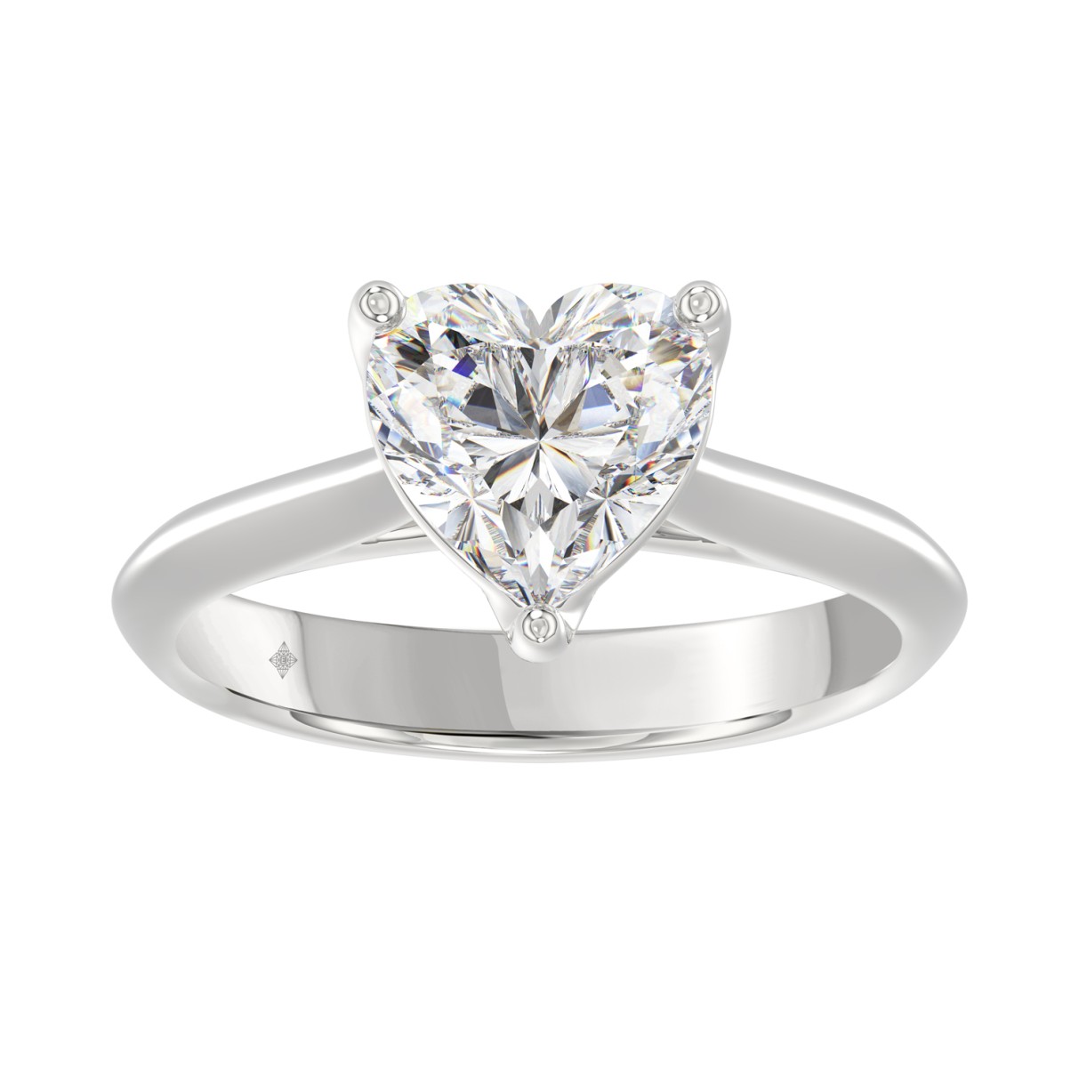 LADIES SOLITAIRE RING 2.00CT HEART DIAMOND 14K WHITE GOLD 