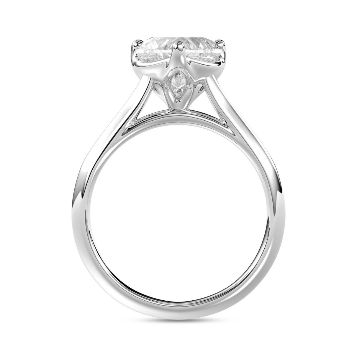 LADIES SOLITAIRE RING 2.00CT HEART DIAMOND 14K WHITE GOLD 