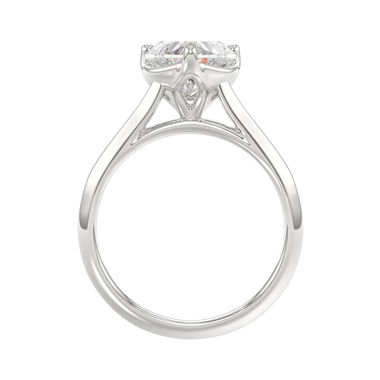 LADIES SOLITAIRE RING 2.00CT HEART DIAMOND 14K WHITE GOLD 