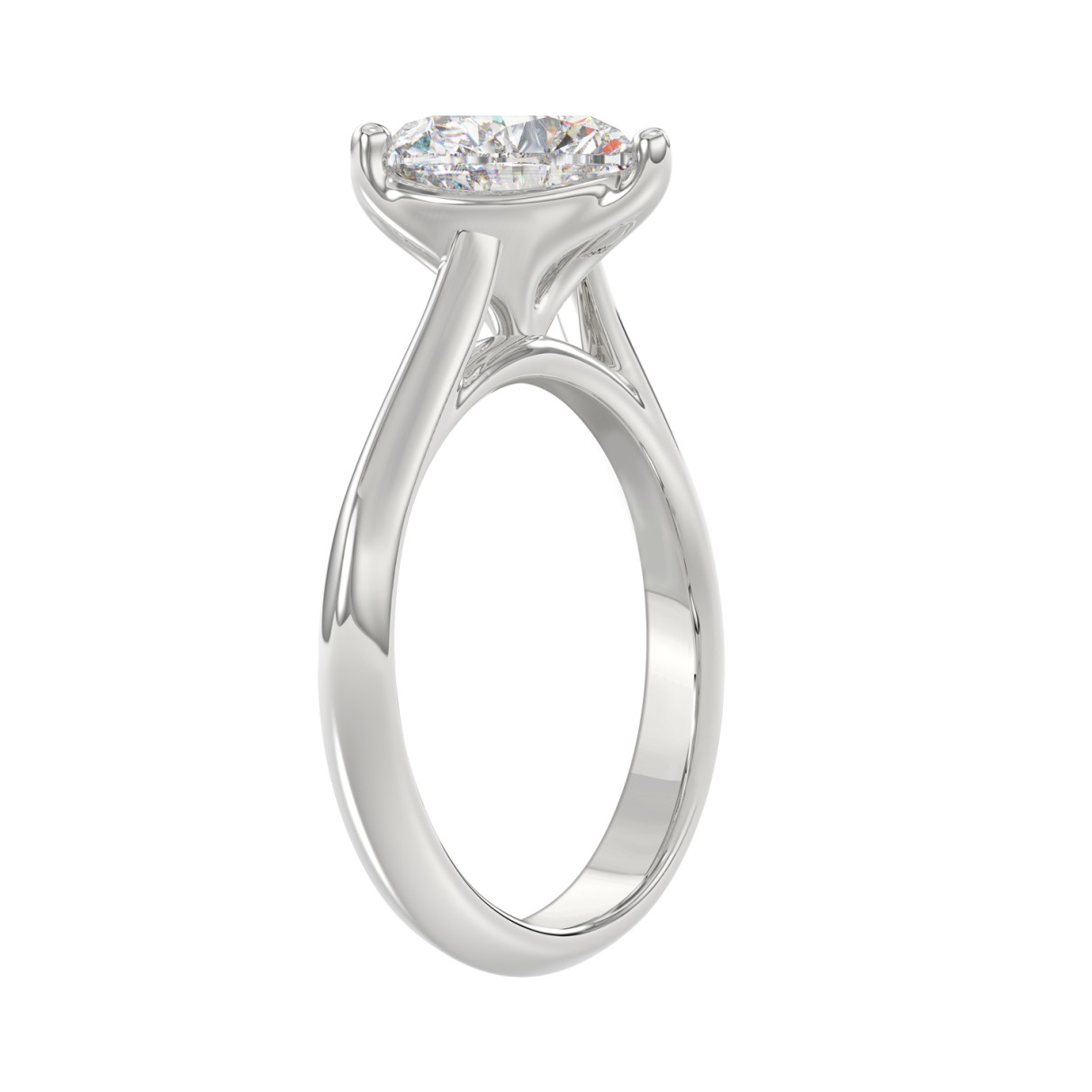 LADIES SOLITAIRE RING 2.00CT HEART DIAMOND 14K WHITE GOLD 