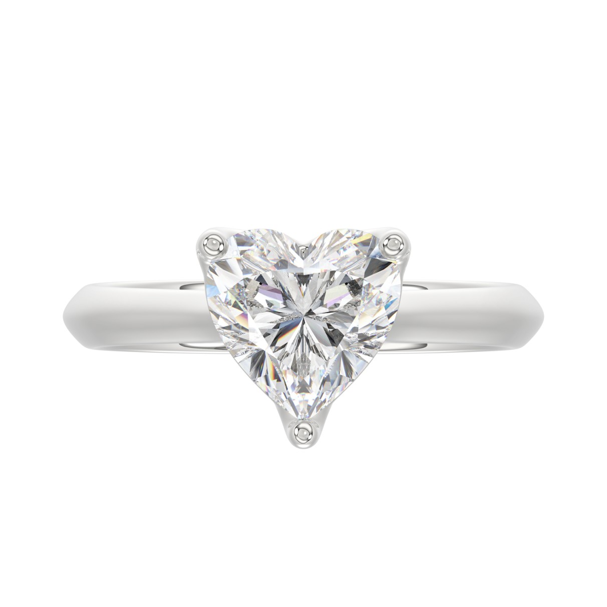 LADIES SOLITAIRE RING 2.00CT HEART DIAMOND 14K WHITE GOLD 