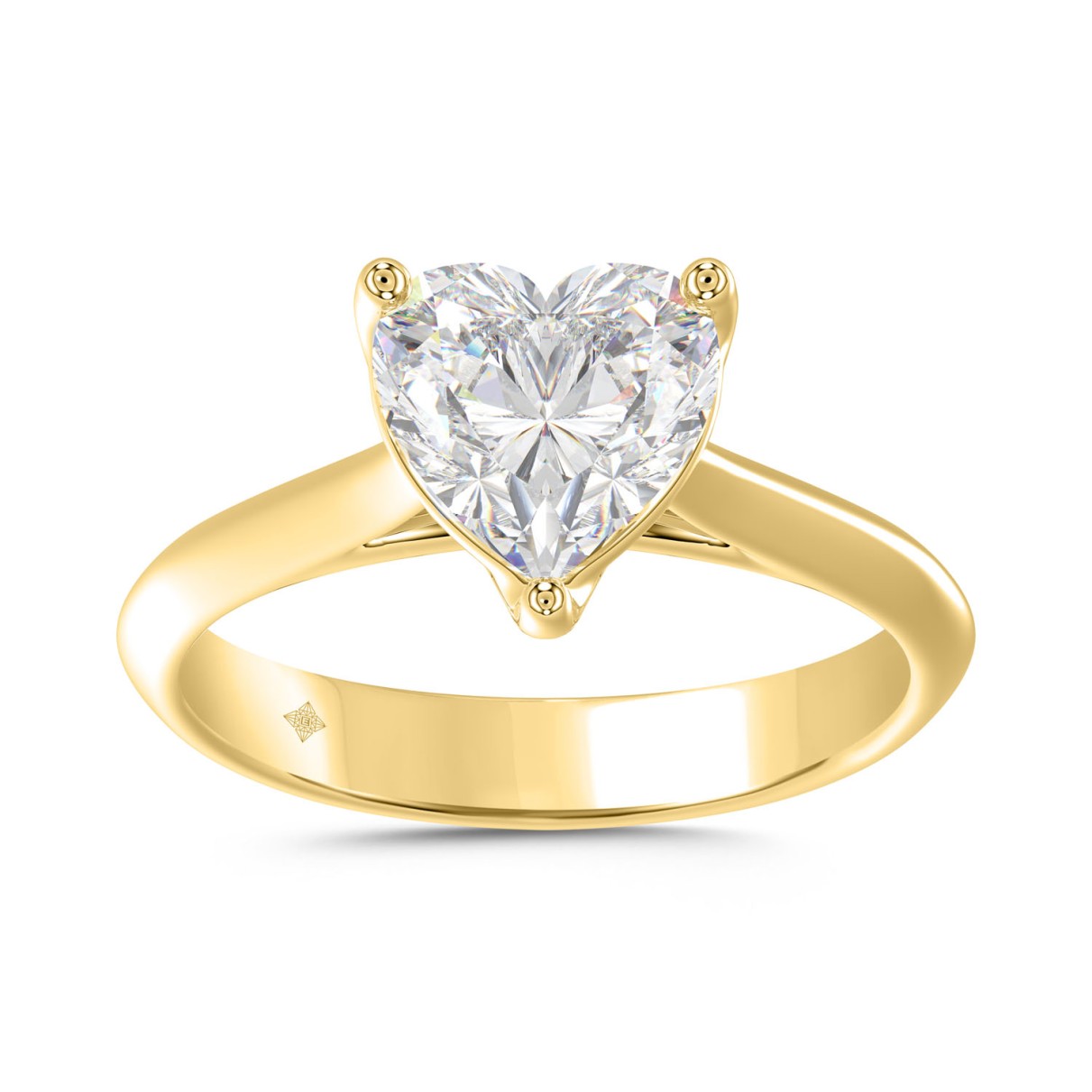 LADIES SOLITAIRE RING 2.00CT HEART DIAMOND 14K YEL...