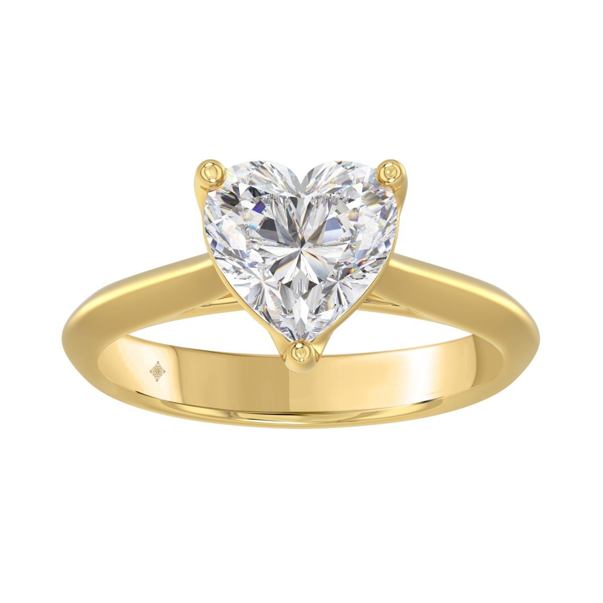 LADIES SOLITAIRE RING 2.00CT HEART DIAMOND 14K YELLOW GOLD 