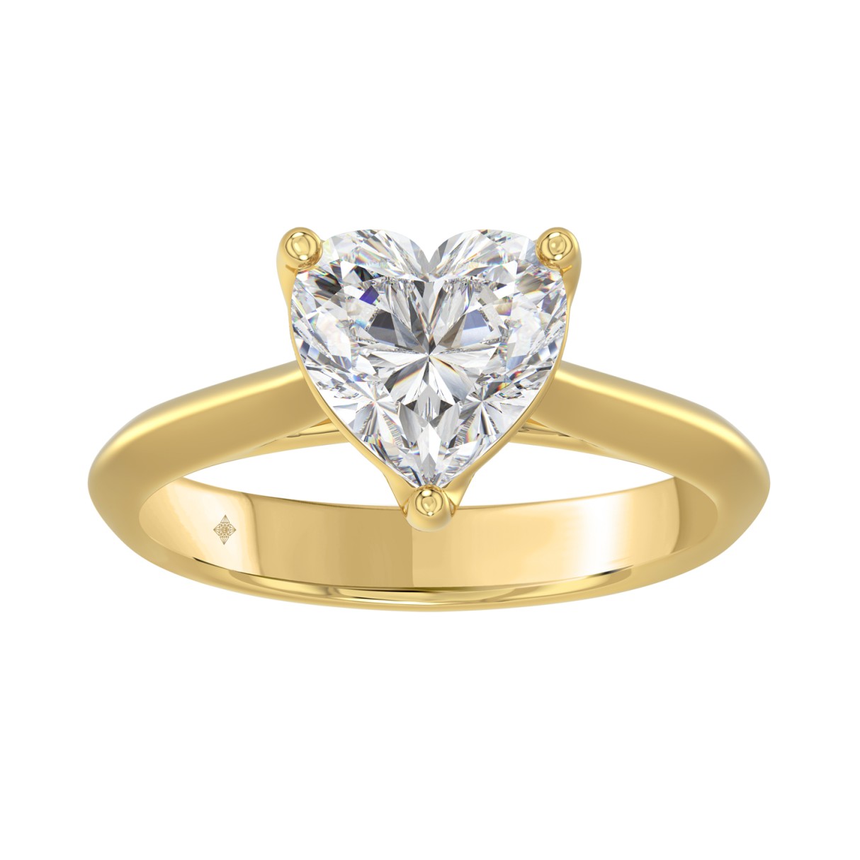 LADIES SOLITAIRE RING 2.00CT HEART DIAMOND 14K YEL...