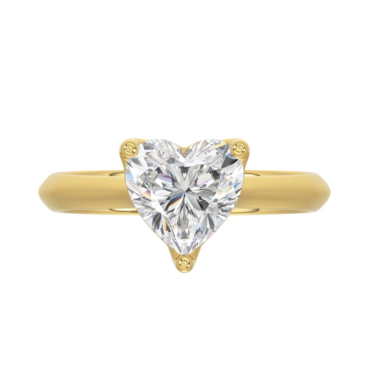 LADIES SOLITAIRE RING 2.00CT HEART DIAMOND 14K YELLOW GOLD 