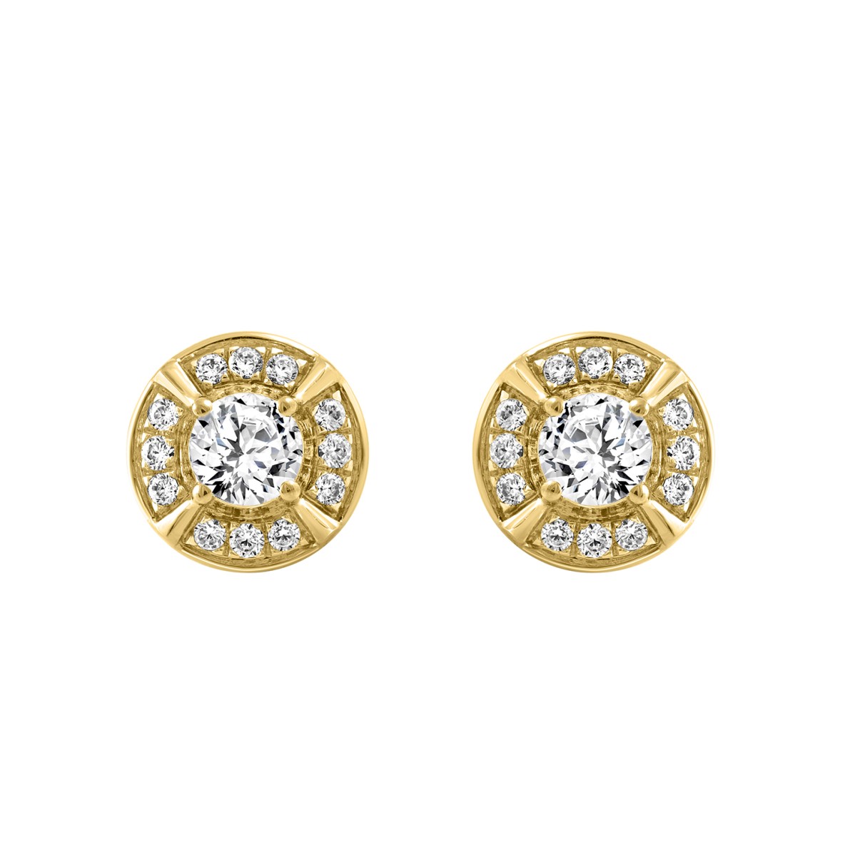 10K YELLOW GOLD 1.00CT ROUND DIAMOND LADIES EARRING