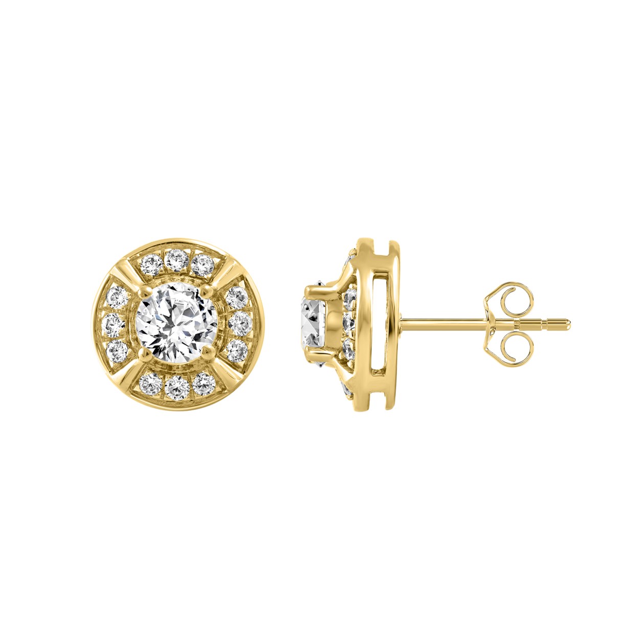 10K YELLOW GOLD 1.00CT ROUND DIAMOND LADIES EARRING