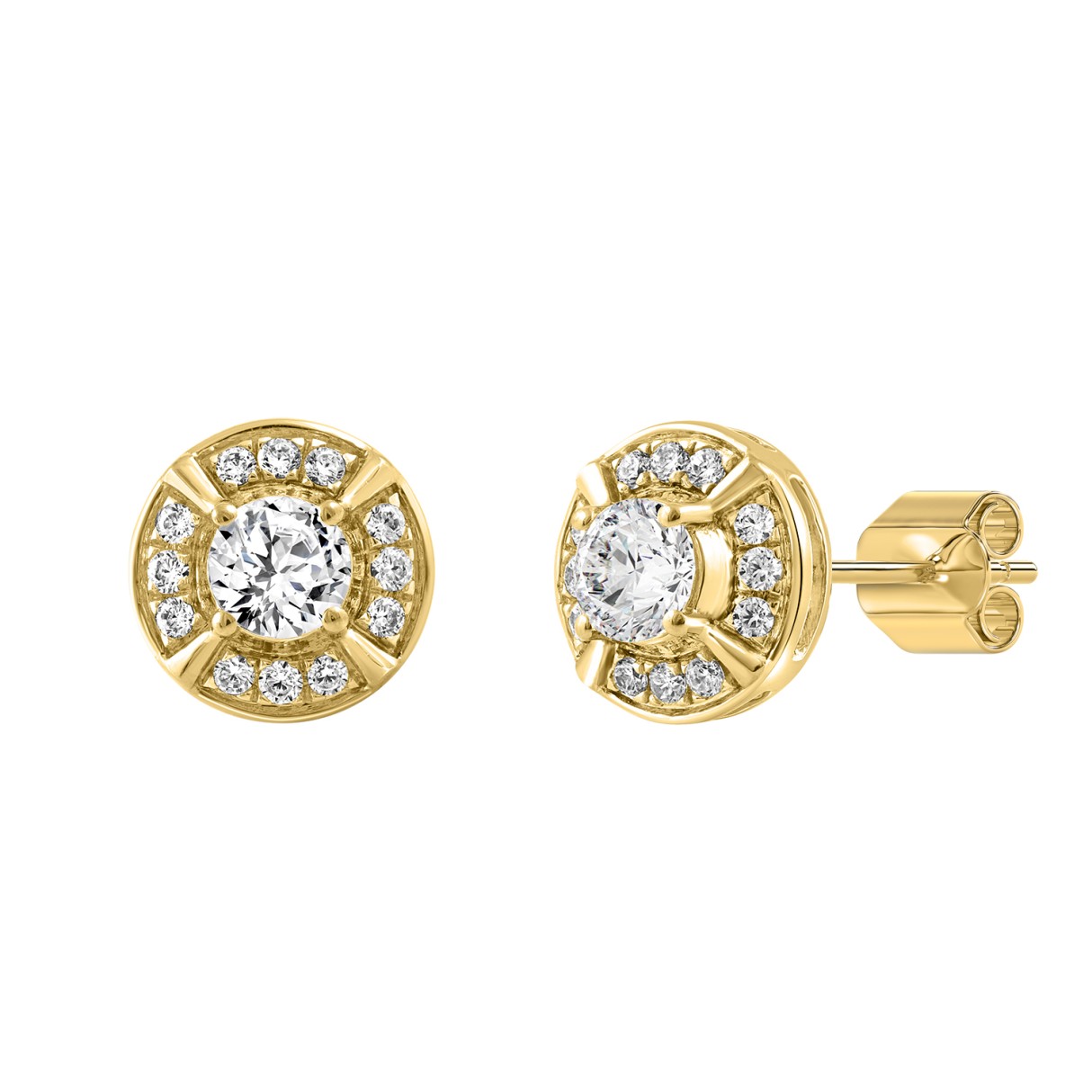 10K YELLOW GOLD 1.00CT ROUND DIAMOND LADIES EARRING