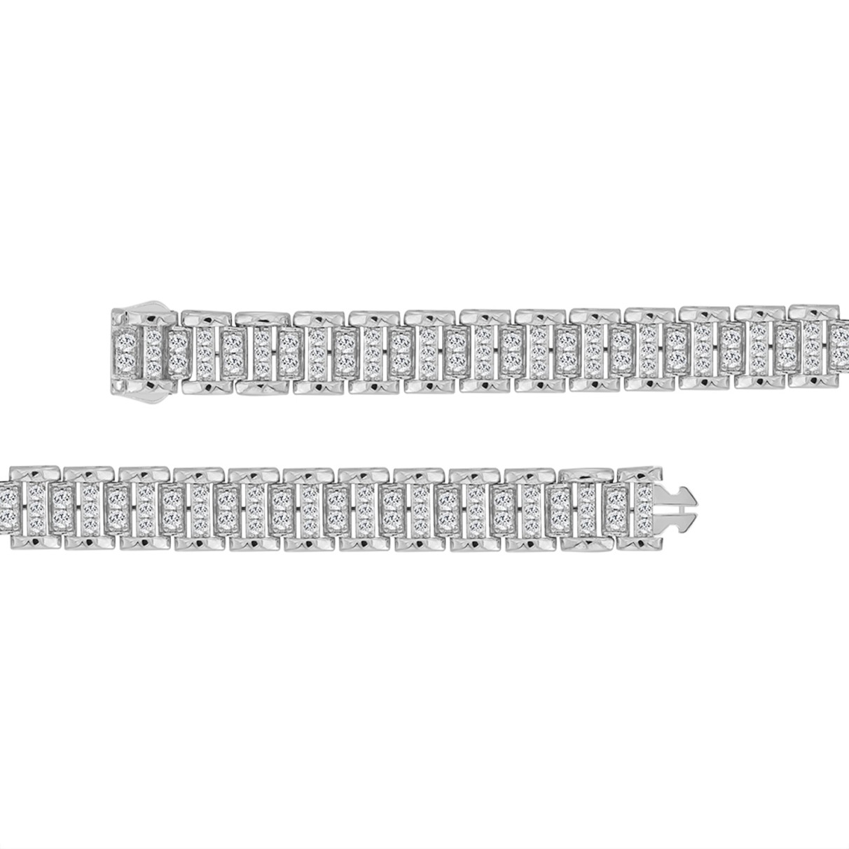 10K WHITE GOLD 5.00CT ROUND DIAMOND MEN'S BRACELET