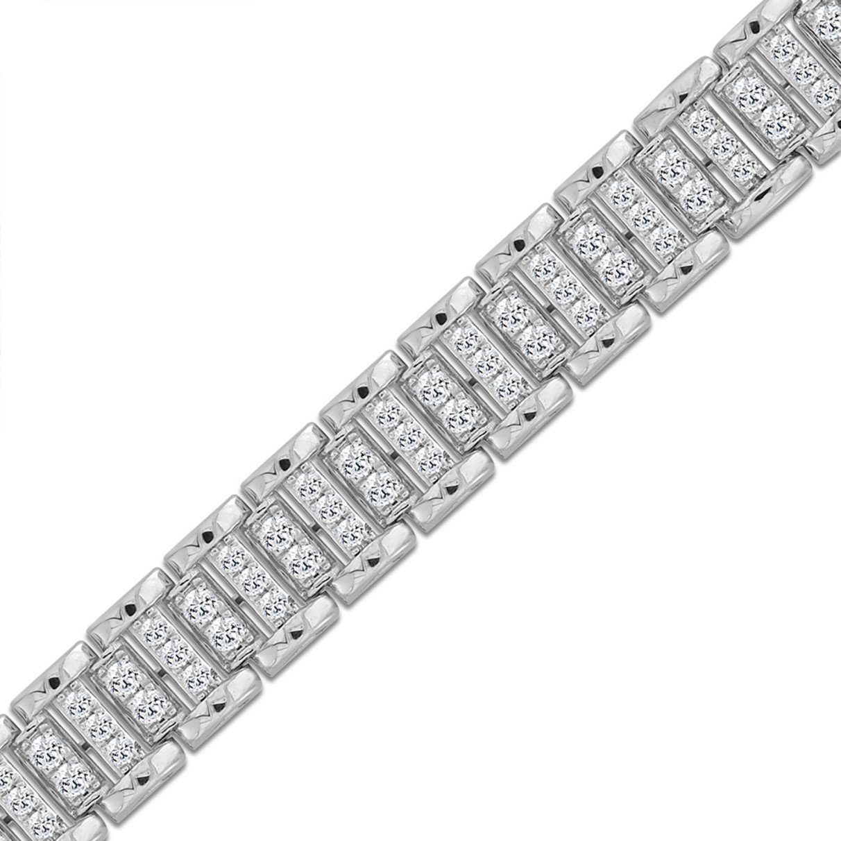 10K WHITE GOLD 5.00CT ROUND DIAMOND MEN'S BRACELET