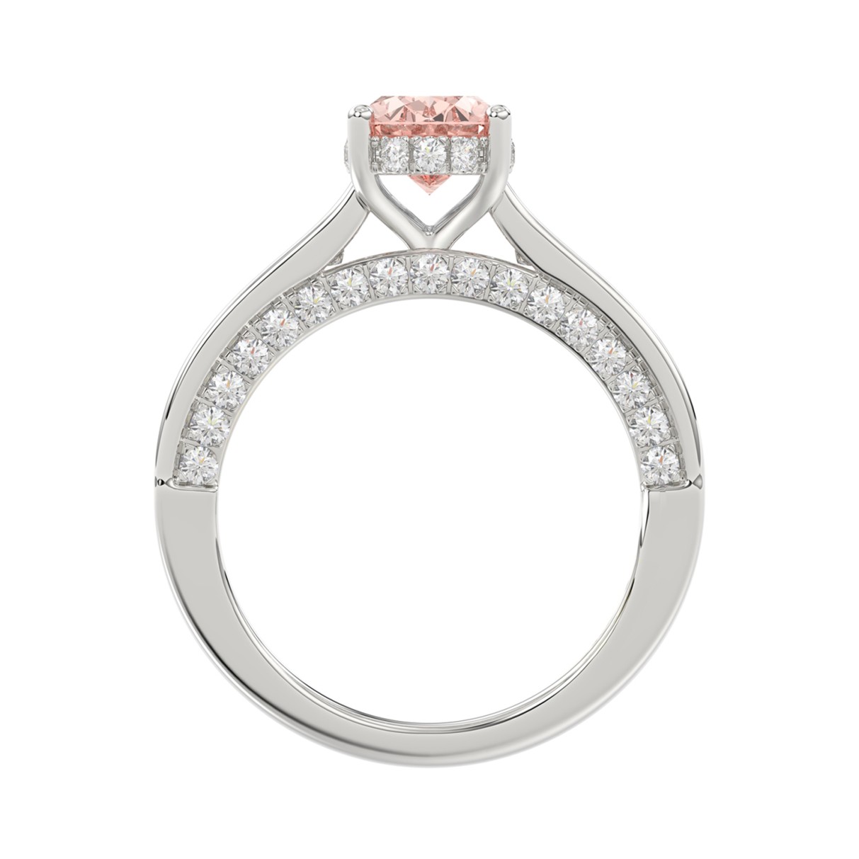 14K WHITE GOLD 2 3/4CT ROUND/OVAL/PRINCESS/BAGUETTE DIAMOND LADIES RING (CENTER STONE PINK OVAL DIAMOND 1 1/2CT)