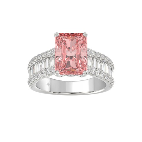 ETERNAL BLUSH COLLECTION 14K WHITE GOLD 4.00CT ROUND / BAGUETTE & PINK RADIANT DIAMOND LADIES RING (CENTER STONE PINK RADIANT DIAMOND 3CT) ETERNAL BLUSH COLLECTION 14K WHITE GOLD 4.00CT ROUND / BAGUETTE & PINK RADIANT DIAMOND LADIES RING (CENTER STONE PINK RADIANT DIAMOND 3CT)