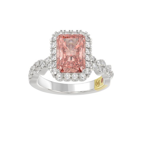 14K WHITE GOLD 4.00CT ROUND/RADIANT DIAMOND LADIES BRIDAL SET (CENTER STONE RADIANT PINK DIAMOND 3.00CT)